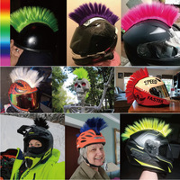 Achetez des perruques Mohawk pour casque punk, des patchs skinhead, des postiches pour moto, cyclisme, scooters, polo, ski, snowboard, accessoires de costume cosplay