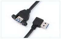 Adaptador de ángulo recto de extensión USB 3,0 Montaje en panel blindado trenzado con orificio para tornillo Tipo a macho a hembra Cable externo para computadora