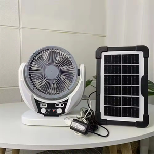 مروحة مكتب صغيرة قابلة للطي مقاس 6 بوصات مع إضاءة LED وبطارية ليثيوم 3600 مللي أمبير ولوحة شمسية بلاستيكية 5 فولت قابلة لإعادة الشحن للاستخدام المنزلي - Product Image 6