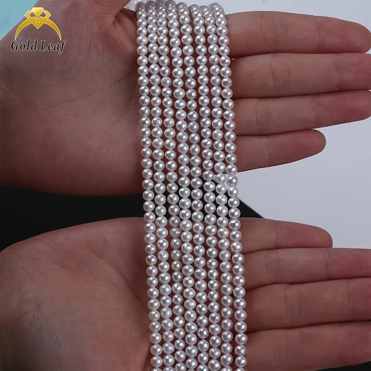 Gioielli in foglia d'oro impeccabile 5A perla naturale 2/3/4/6/8/10mm perla rotonda bianca per la creazione di gioielli fai da te