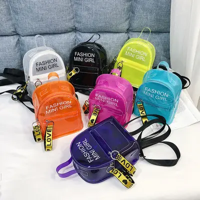 2023 Korean version of the new male and female children's transparent small backpack candy ins fashion PVC shoulder jelly bag