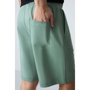 Shorts pour homme en coton vert clair, épais, doux, texturé, coupe standard, basique - 81275 - Cactus - Product Image 3