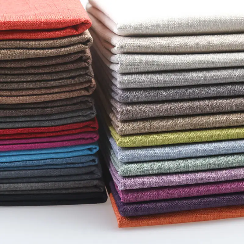 Vente en gros fabricants de polyester d'aspect lin vente directe de tissus de haute qualité textile imitation lin tissu d'ameublement offert