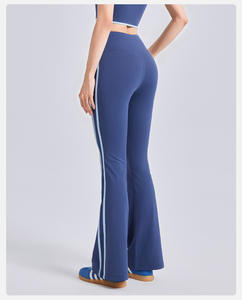 RUIQUWIN Pantalon de yoga rayé taille haute pour femmes avec logo personnalisé Leggings évasés respirants à séchage rapide pour l'entraînement - Product Image 3