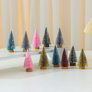 Colorful 10cm glitter mini cedar Christmas <b>trees</b>, a pack of 4 Christmas desktop ornaments - Product Image 1