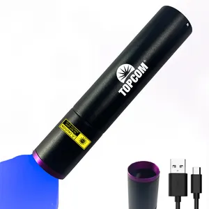 23New Mini 365nm LED Rechargeable UV Flashlight Pocket Black Filter Lens UV Torch Ultra Violet Light Pet Urine Money Detector