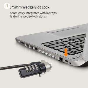 Système antivol pour ordinateur portable MK852, câble de sécurité pour ordinateur portable, cadenas à code réinitialisable en acier universel à 4 cadrans - Product Image 2