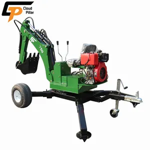 China Gasoline diesel engine powered 9hp 13hp mini digger excavator 360 degrees rotating atv towable backhoe for sale in Canada