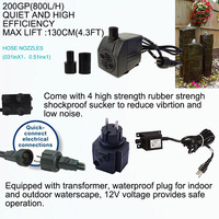 Pompe à eau Submersible JR-800LV 12W 800L/h 12V pour Aquariums et étang de jardin