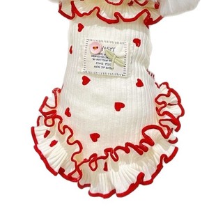Vestido para mascotas en forma de corazón, con volantes rojos y estampado floral, para perros, gatos, malteses, Yorkshire Terriers, estilo oso de peluche, para las cuatro estaciones. - Product Image 5