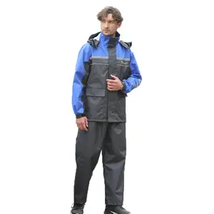 Single-person Rain Suit Reflective Oxford Nylon Polyester Rainwear Waterproof Raincoat For Camp Sport