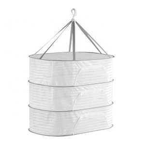 Séchoir à <span class=keywords><strong>linge</strong></span> mural pliable double en tissu pratique et panier en filet pour salle de bain et rangement alimentaire - Product Image 1