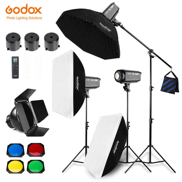 Go Dox 450W SL-150W Continuous Light Studio LED LightSoftboxLight StandStudio Bo Om Arm Stand for Studio Photography