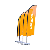 Drapeaux de plage synchronisés personnalisés imprimés UV, avec mât, drapeaux plume courbés, bannière publicitaire extérieure durable