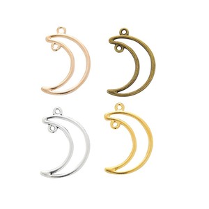 Conector de media luna hueca de aleación de zinc en tono dorado con doble lazo para la elaboración de <span class=keywords><strong>atrapasueños</strong></span> celestiales - Product Image 1
