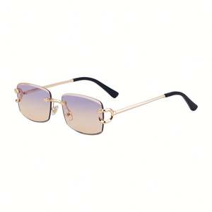 Gafas de Sol Retro 2025 con Logotipo Personalizado, Sin Montura, Degradado, UV400, Montura Pequeña Dorada, Cuadradas, para Hombre y Mujer - Product Image 4