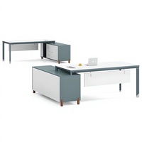 Bureau de direction moderne en L de luxe pour PDG, cadre supérieur, avec table de travail blanche et personnalisation de mobilier de bureau