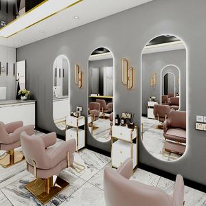 LE New Arrival Large <b>Full</b> <b>Length</b> <b>Gold</b> Styling Barber Salon Furniture Wall Hairdressing Makeup Led Beauty Salon <b>Mirror</b> - Product Image 5