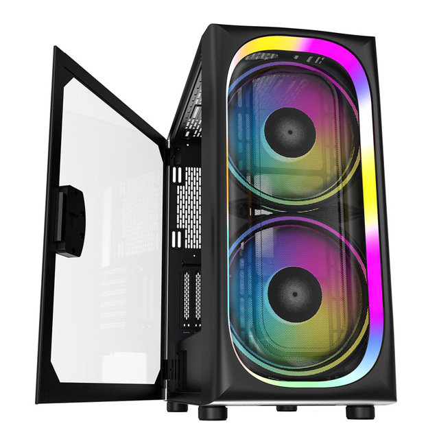 MQ Mid-Tower Panoramic Tempered Glass PC Case, Desktop E-Sports Gaming Chassis With ARGB Lighting Effect For Cross-Border Sale