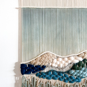 <span class=keywords><strong>Tapisserie</strong></span> murale tissée texturée à plusieurs couches, paysage bleu dégradé, macramé, pour chambres classiques de luxe - Product Image 3