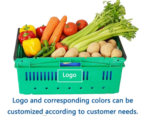 Cesta <span class=keywords><strong>de</strong></span> Plástico Apilable <span class=keywords><strong>y</strong></span> Encajable para Mercado <span class=keywords><strong>de</strong></span> Agricultores, con Asas Duraderas, Diseño Ecológico que Estimula la <span class=keywords><strong>Compra</strong></span> por Impulso - Product Image 3