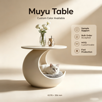 Table d'appoint en forme de lune, lit pour chat, couleur personnalisable, en fibre de verre, table basse, grotte intérieure pour animaux, nid luxueux pour chaton
