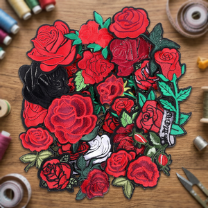 Parches Termoadhesivos de Fieltro No Tejido con Bordado de Rosas en Rojo, Rosa y Azul para Ropa, Bolsos y Sombreros - ¡Gran Venta! - Product Image 2