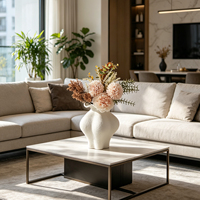 Stabiele keramische leverancier groothandel matte witte vaas, organisch gevormde keramische bloemenvaas voor minimalistische huis- en bloemendecoratie