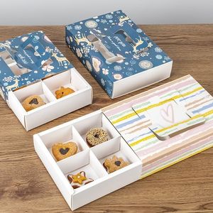 Boîte à tiroir blanche avec poignée pour emballage alimentaire jetable de <span class=keywords><strong>macarons</strong></span>, cupcakes et gâteaux, biodégradable, qualité alimentaire - Product Image 1