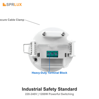 Capteur de distance Sprlux SP-M11, détection radar 5,8 GHz, 360 degrés, intérieur/extérieur, 2-8 m, sortie AC, mouvement et position pour l'éclairage