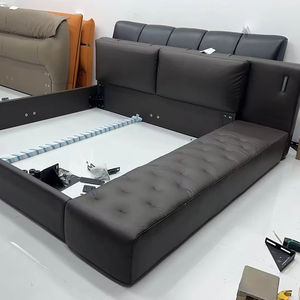 High Quality Modern Luxury L-Shaped <b>Bed</b> <b>Frame</b> Leather Upholstered <b>Platform</b> <b>Bed</b> for Master Bedroom - Product Image 5