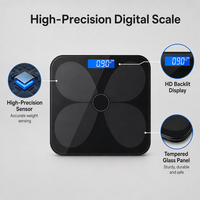 Balance connectée Bluetooth de haute précision pour la mesure de la graisse corporelle, balance électronique de salle de bain numérique, OEM ODM CE RoHS