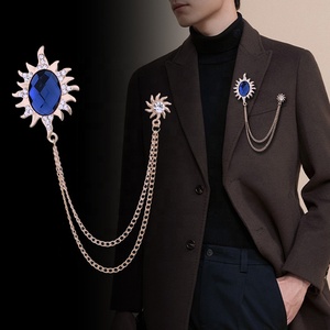 Broche Grande con Diseño de Sol, Cadena con Borla, Joya Grande, Corsage, Accesorio para <span class=keywords><strong>Traje</strong></span> de Hombre, Pin Agresivo - Product Image 1