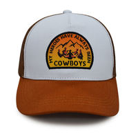Casquette de camionneur rétro style cowboy, casquette en maille avec patch brodé personnalisé pour un style décontracté et extérieur