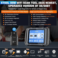 La más nueva herramienta de diagnóstico de coche Xtool D8W WIFI con codificación ECU, programación de llave de prueba activa, 38 reajustes, topología CAN FD DOIP