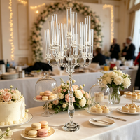 Candélabre de luxe en cristal transparent à 13 bras, grand modèle, pour bougeoirs, lanternes et pots, centre de table pour mariage, banquet et fête