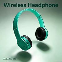 Casque sans fil pliable sur l'oreille, écouteurs stéréo couleur macaron avec microphone pour les cours en ligne et la musique quotidienne