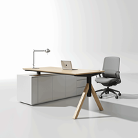 Conception de table de direction en bois personnalisée, bureau de direction moderne en forme de L