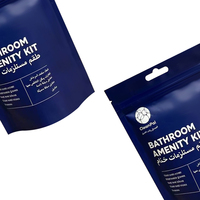 Sacs à fermeture éclair personnalisés imprimés pour kits d'accueil de salle de bain, emballages jetables pour articles de toilette d'hôtel avec trou de suspension