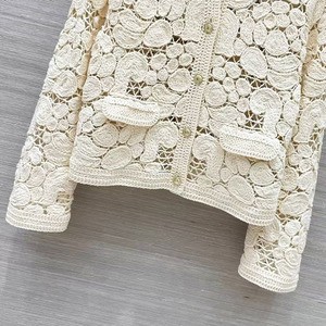 Nuovo 2024 <span class=keywords><strong>Cardigan</strong></span> lavorato a maglia autunno inverno cappotti di alta qualità da donna lavorati all'uncinetto a maniche lunghe Casual <span class=keywords><strong>Cardigan</strong></span> maglione <span class=keywords><strong>Beige</strong></span> Top - Product Image 5
