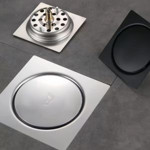 Vente chaude Drain <span class=keywords><strong>de</strong></span> sol <span class=keywords><strong>de</strong></span> salle <span class=keywords><strong>de</strong></span> bain moderne rectangulaire en acier inoxydable écologique surface polie 100mmx100mm connexion filetée - Product Image 2