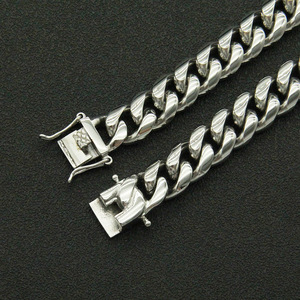 <b>Titanium</b> Steel Cuban <b>Chain</b> Men's Necklace, Fashionable Hip-hop Nightclub <b>Chain</b> Jewelry Tanjing Fashion Lijing Necklace - Product Image 3