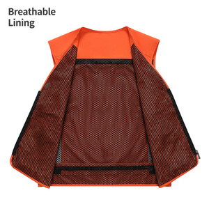 <span class=keywords><strong>Gilet</strong></span> <span class=keywords><strong>de</strong></span> pêche déperlant d'été pour hommes avec impression personnalisée <span class=keywords><strong>Gilet</strong></span> à fermeture éclair Doublure respirante et poches multiples OEM - Product Image 3