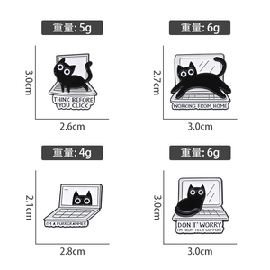 Sming Pins Black Cat Esmalte Pins Custom PENSAR <span class=keywords><strong>ANTES</strong></span> <span class=keywords><strong>DE</strong></span> HACER CLIC Broches Insignias <span class=keywords><strong>de</strong></span> solapa TRABAJANDO DESDE CASA Joyería divertida - Product Image 6