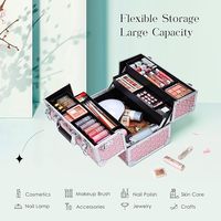 Trousse de Maquillage Professionnelle en Aluminium, Organisateur Cosmétique Réutilisable avec 4 Compartiments Ajustables, Plateaux Verrouillables et Portable