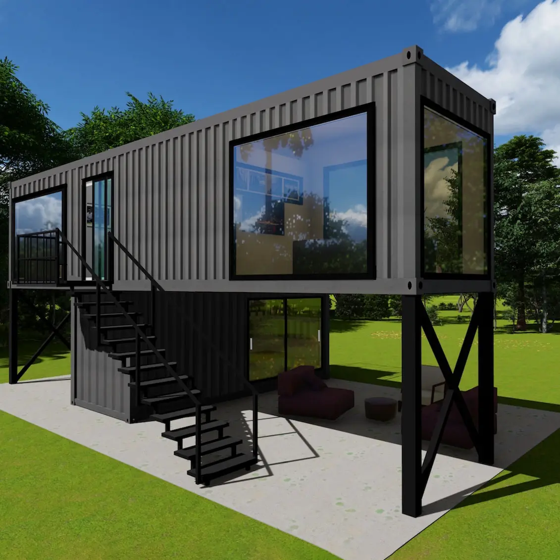 Dapat disesuaikan rumah kontainer prefabrikasi kamar tidur 1 2 3 4 dengan kamar mandi dan arsitektur dapur dapat dilepas