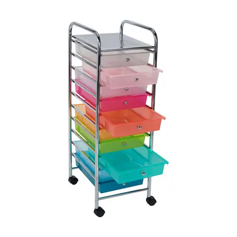 Sturdy Rainbow Colors 10 Drawers Rolling Organizer Cart Storage Box Drawer Utility Mobile Trolley Storage Organizer