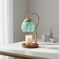 Lampe chauffe-bougie avec minuterie, variateur d'intensité, hauteur réglable, en verre soufflé artistique, 2 ampoules, cadeau d'anniversaire, de mariage, décoration d'intérieur
