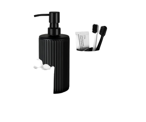 Modern Home Decor Bathroom Accessories <b>Set</b> 1-Piece Glass & Plastic Accessory <b>Set</b> Includes <b>Soap</b> Dispenser & Toothbrush Holder - Product Image 1