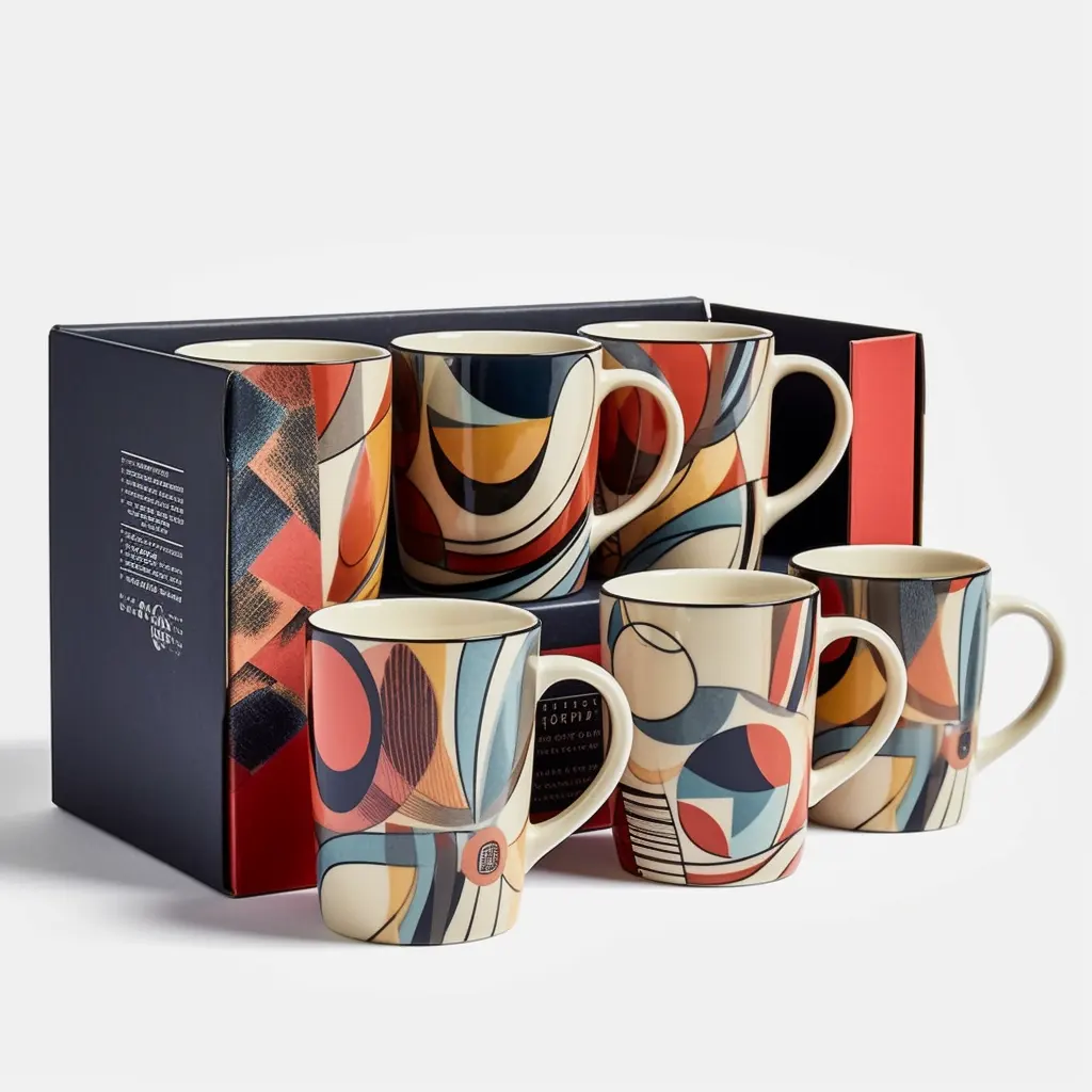 Tazza da caffè regalo in ceramica con motivo astratto a prezzo di fabbrica in elegante confezione regalo